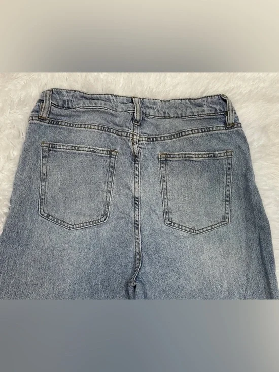 Oliver Logan Aberdeen Wide Leg Crop Jeans Womens Size 30 Blue High Rise Raw Hem - Picture 7 of 14